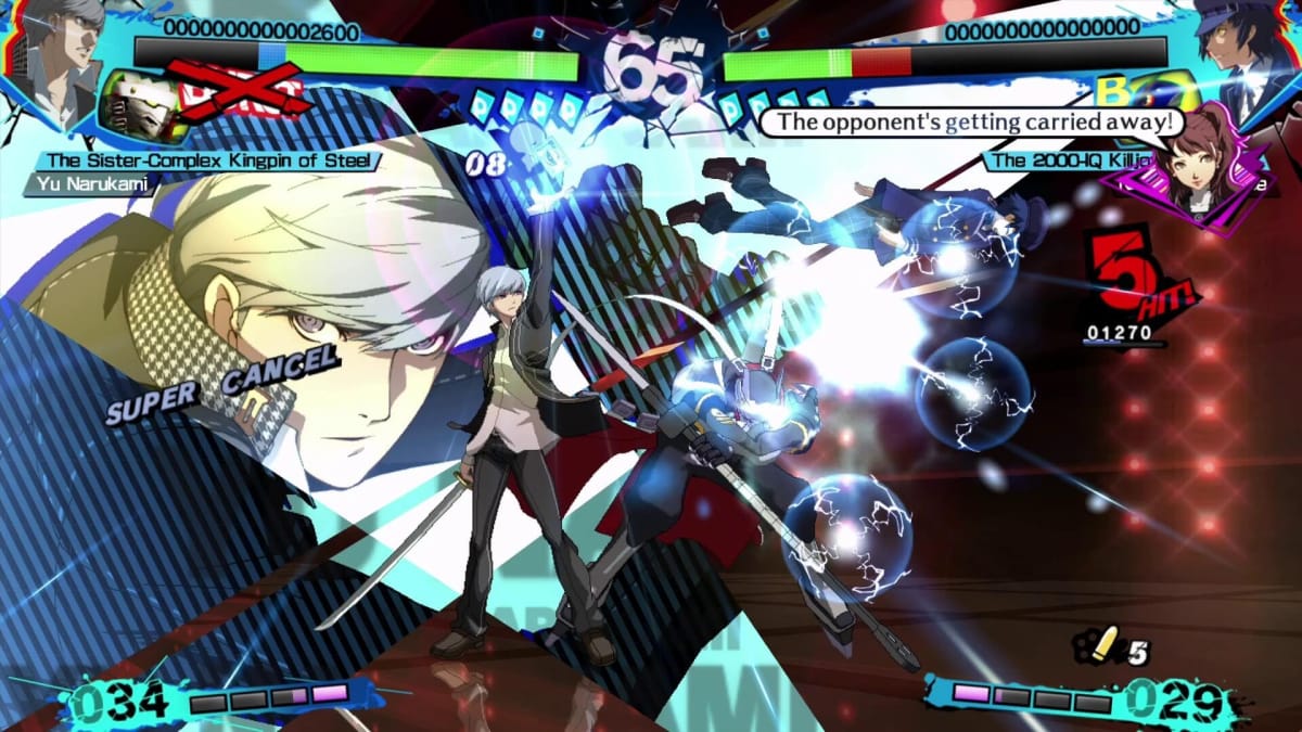 A fight between Yu and Naoto in Persona 4 Arena Ultimax, which was announced to be getting rollback netcode at Evo 2022