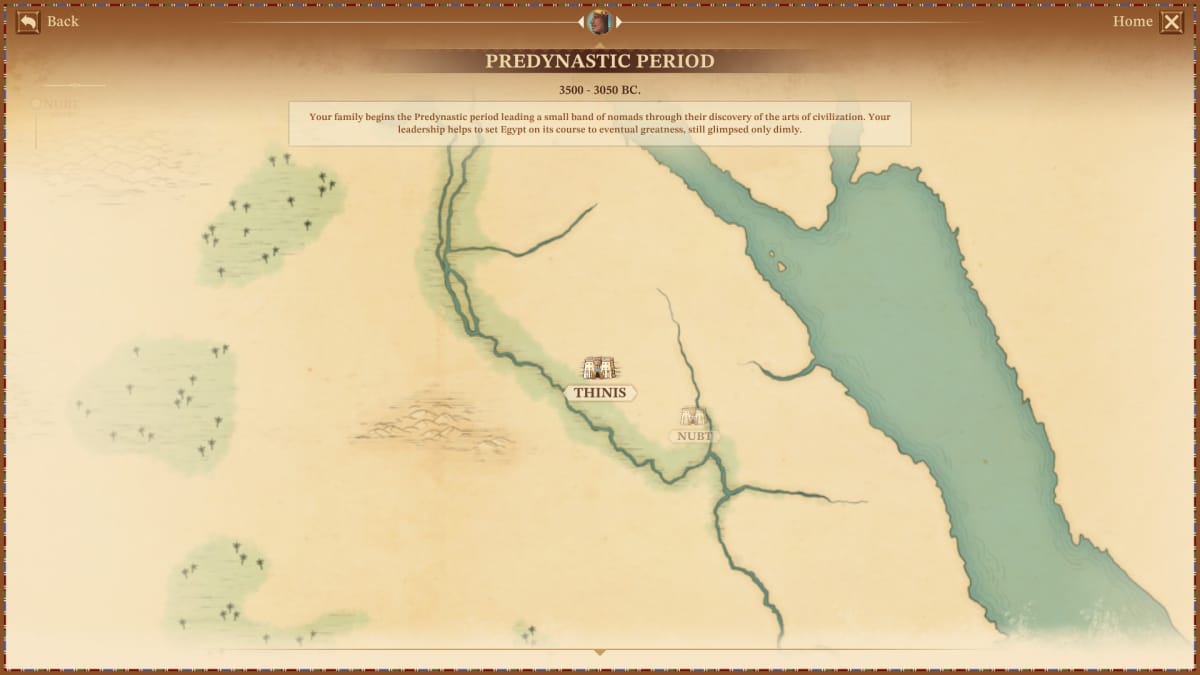 Pharaoh A New Era Screenshot Historical Map Showing Predynastic Period of Egypt