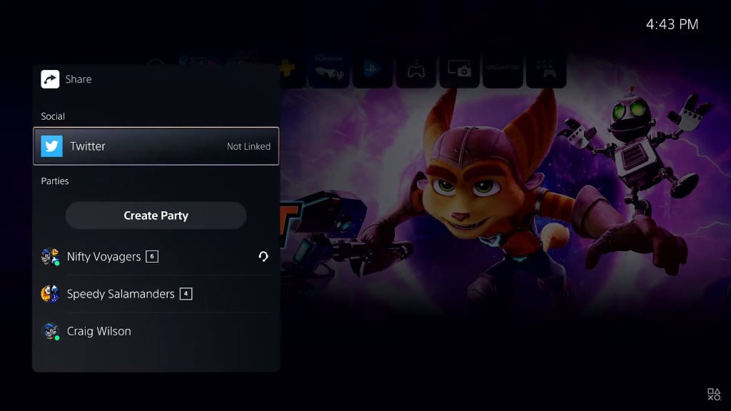 The Share screen on PlayStation 5