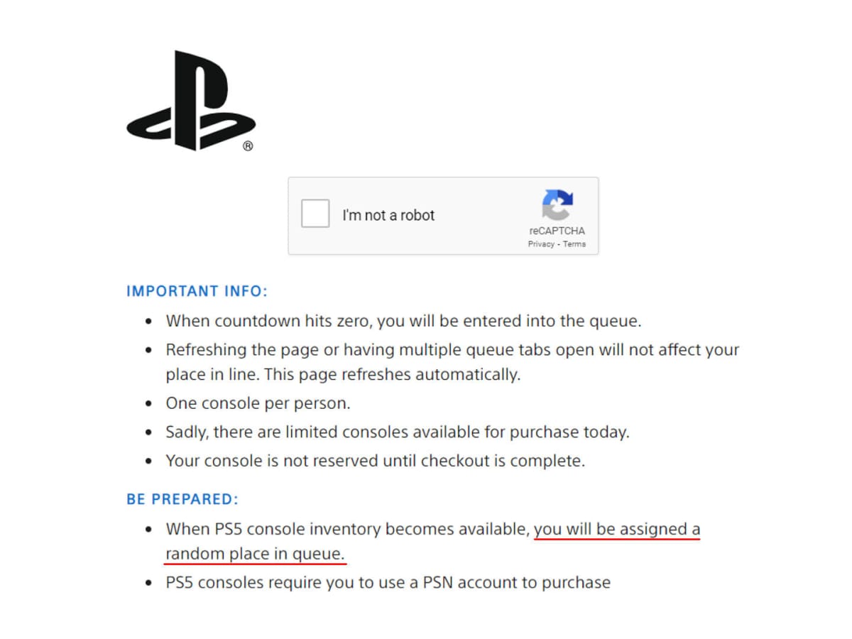 PlayStation Direct PS5 queue changes