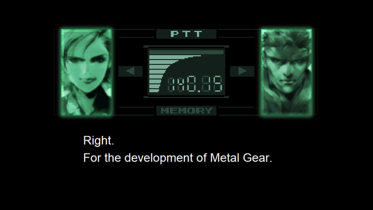 Snake talking to Meryl on the codec in Metal Gear Solid, which might be the upcoming PlayStation remake (but probably isn't)