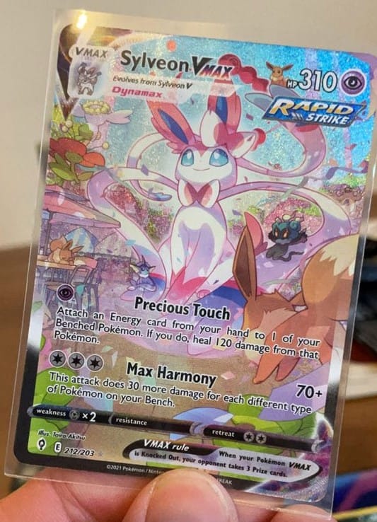 A VMAX Sylveon Card from the Pokemon Trading Card Game