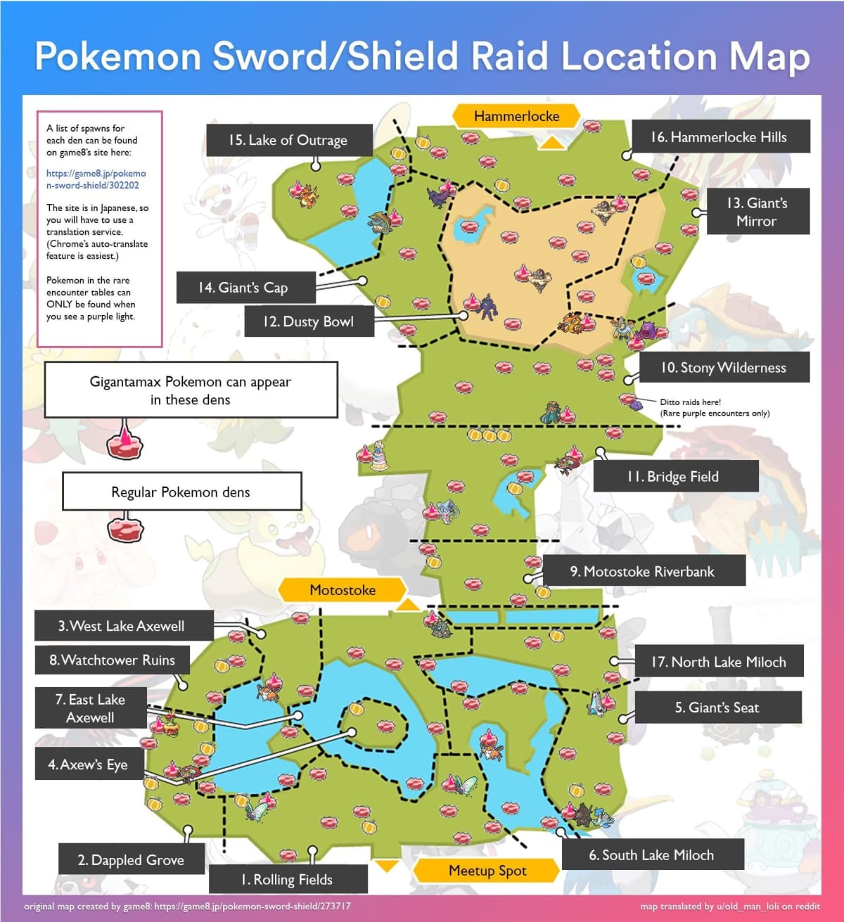 Pokemon Gigantamax Raid Den Map