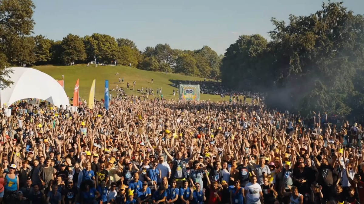A massive crowd celebrating Pokemon Go Fest in 2022