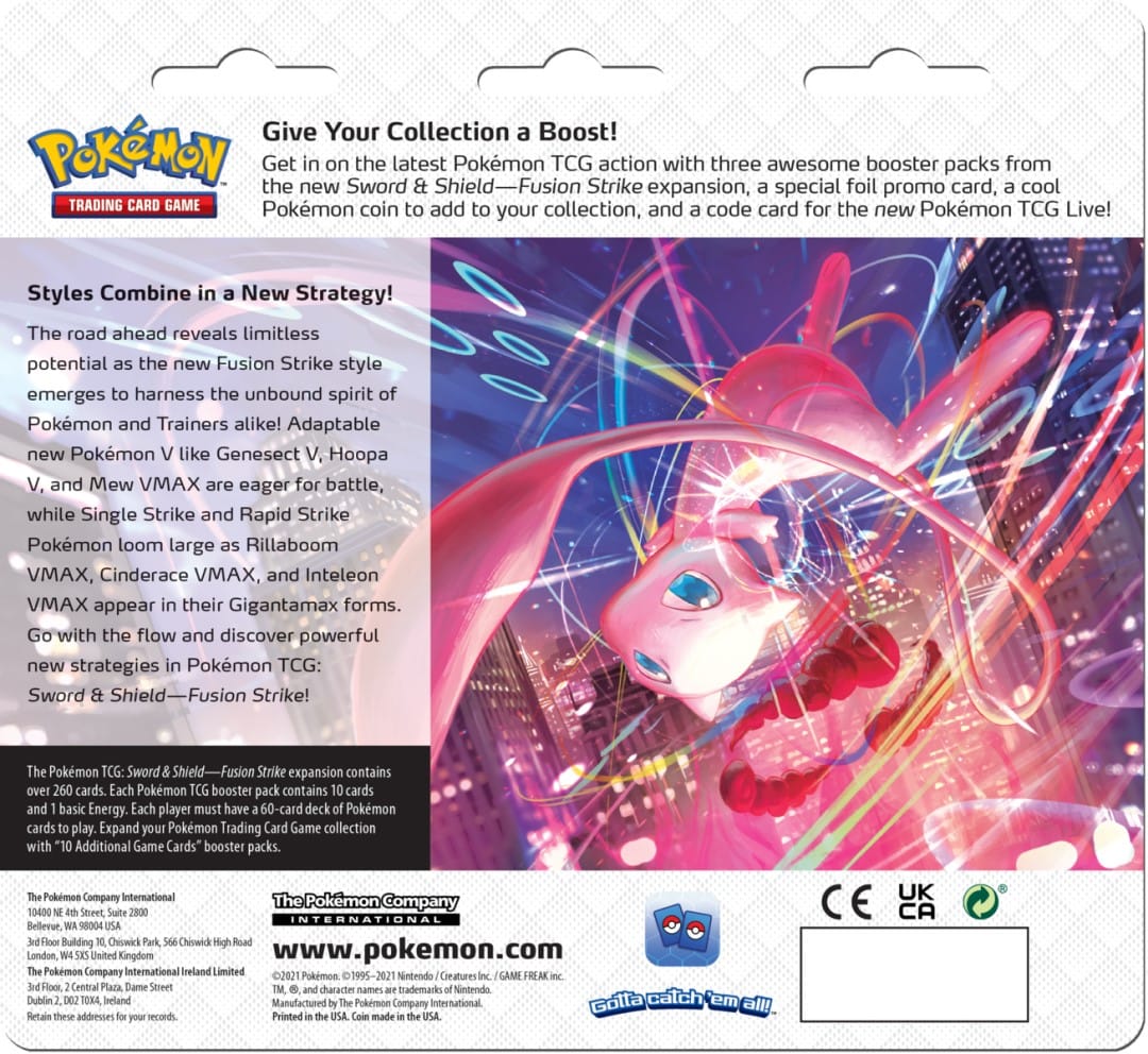 A closer look at the back of the box of a Pokemon TCG Fusion Strike box