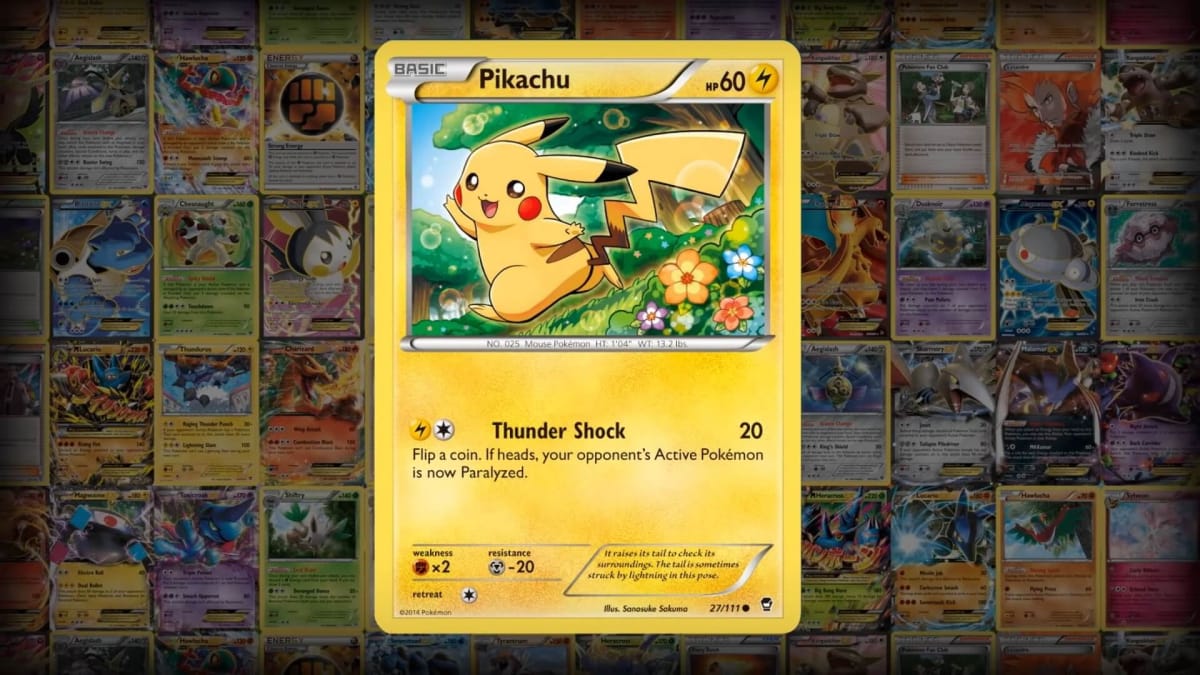 A Pikachu card in Pokemon TCG