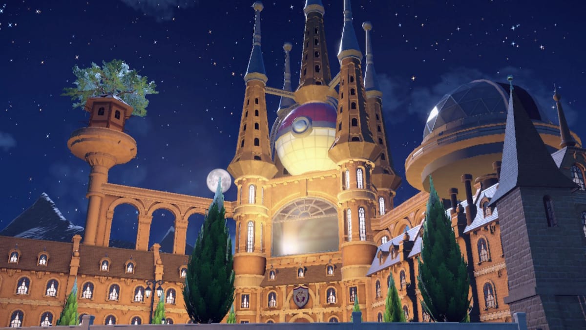 The Academy at night from Pokemon Scarlet