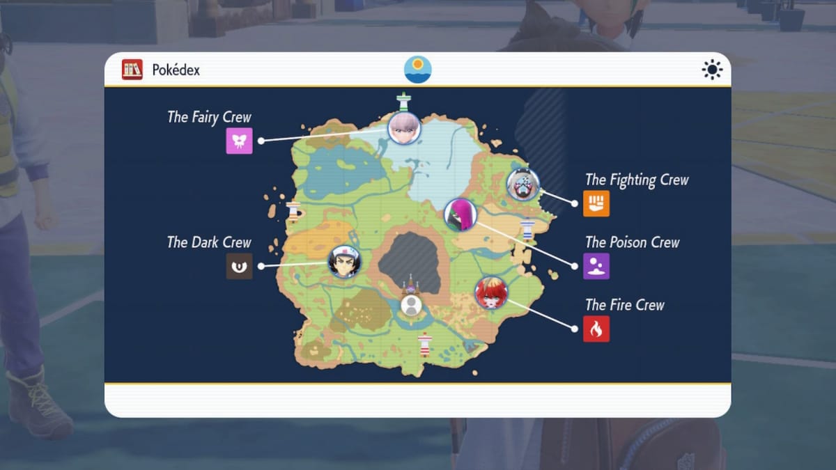 The map will gym leaders filled in