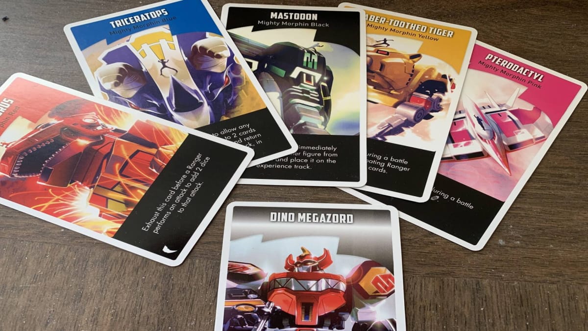 The six Zord cards spread out