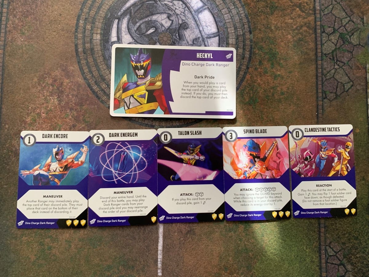 A handful of Heckyl's cards from Power Rangers Light and Darkness