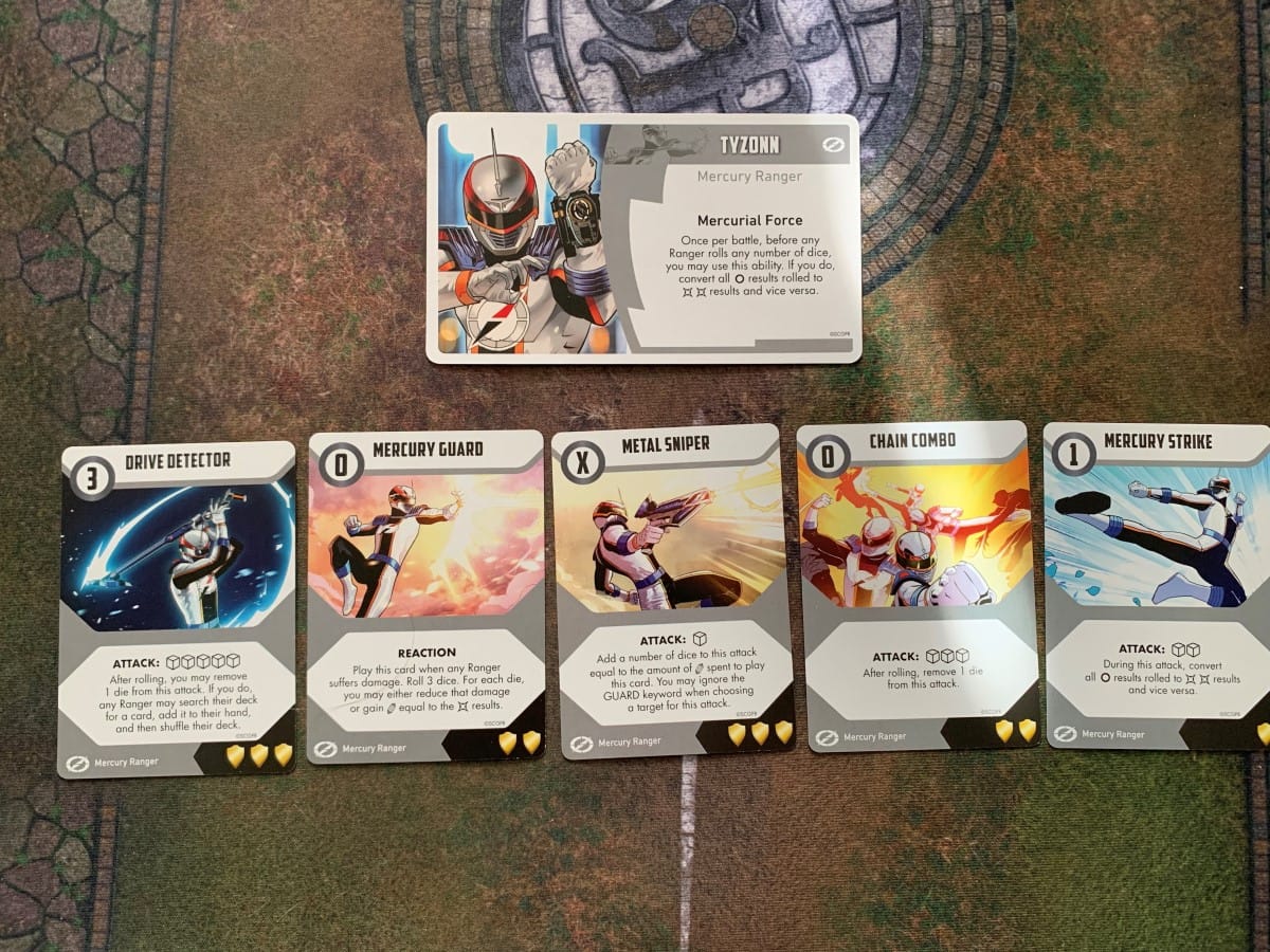 A handful of Tyzonn's cards from Power Rangers Light and Darkness