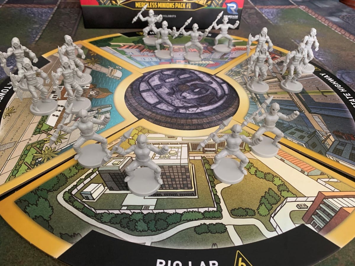 Map tiles and miniatures from the Power Rangers Merciless Minions pack