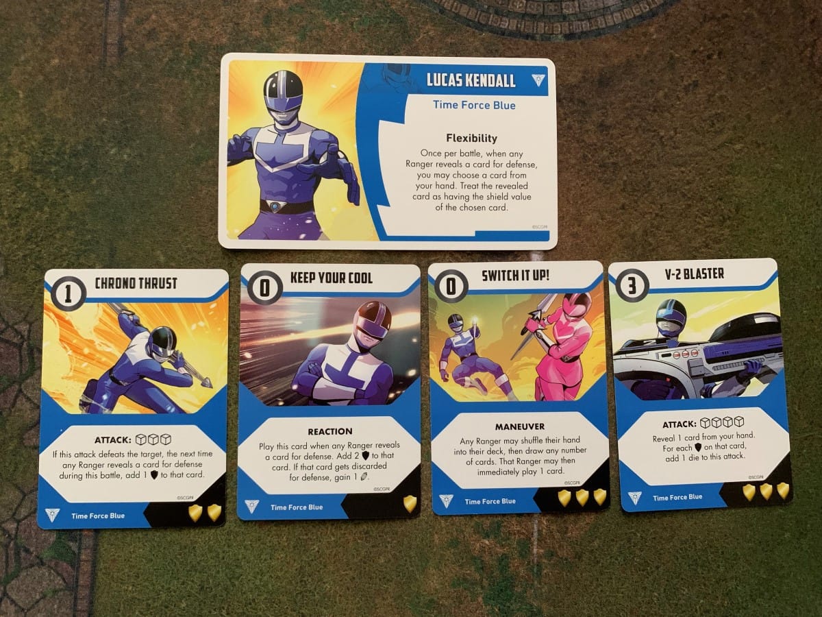 Displayed cards for the Blue Ranger from the Power Rangers Time Force Pack