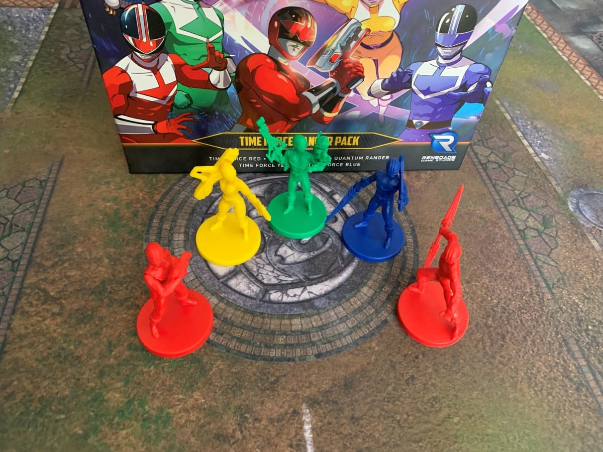 DIsplay image of the miniatures in the Power Rangers Time Force Pack