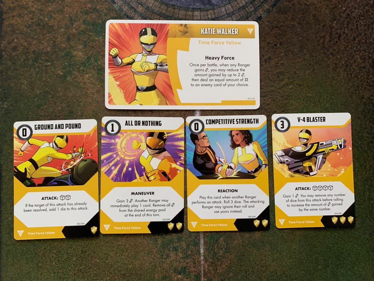 Display cards for the Yellow Ranger from the Power Rangers Time Force Pack