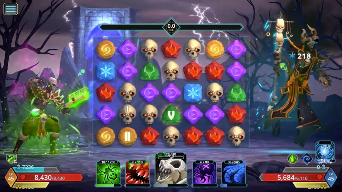 A battle in Puzzle Quest 3
