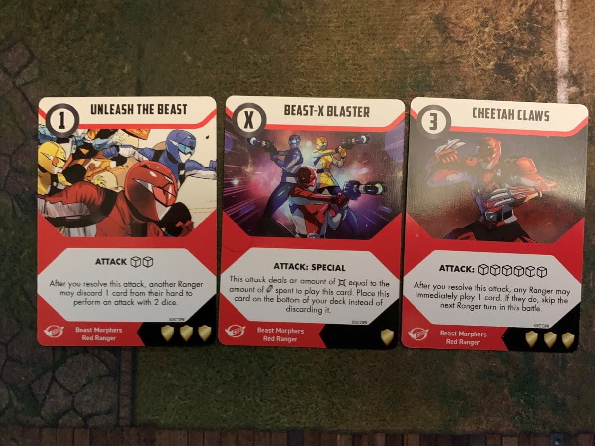 A hand of cards featuring Devon from Power Rangers Beast Morphers