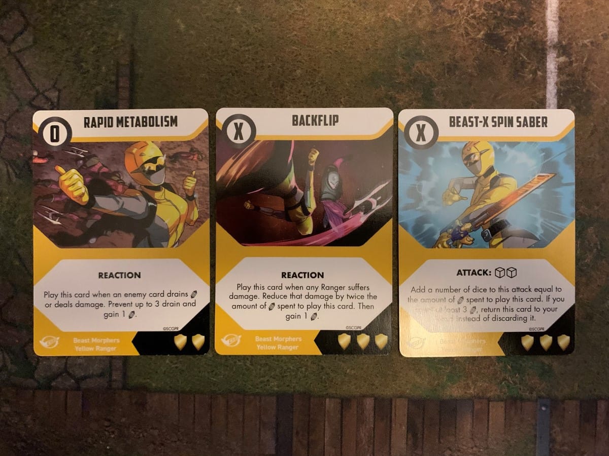 A hand of cards featuring Zoey from Power Rangers Beast Morphers