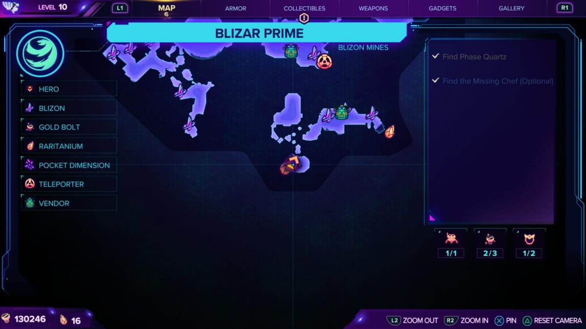 Ratchet & Clank Rift Apart Blizar Prime Gold Bolt 3 Map