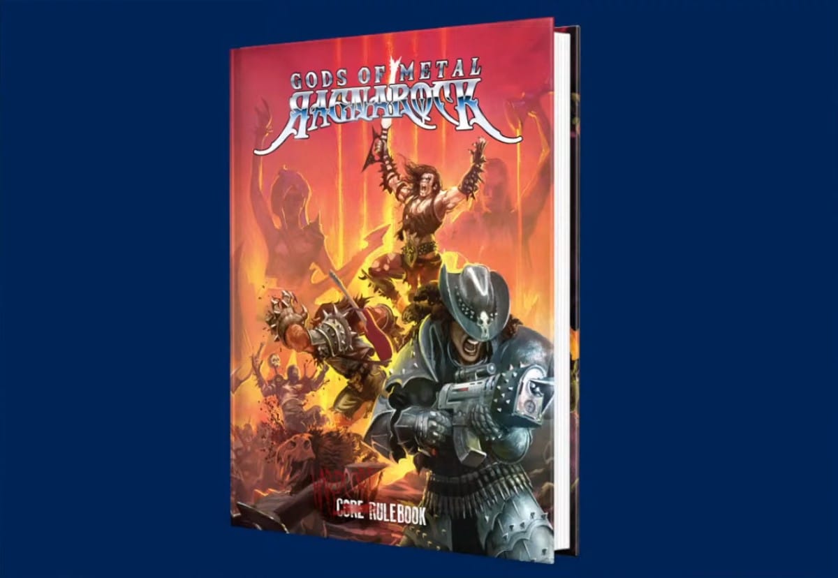 Book artwork of Gods of Metal Ragnarok seen at RenegadeCon 2023