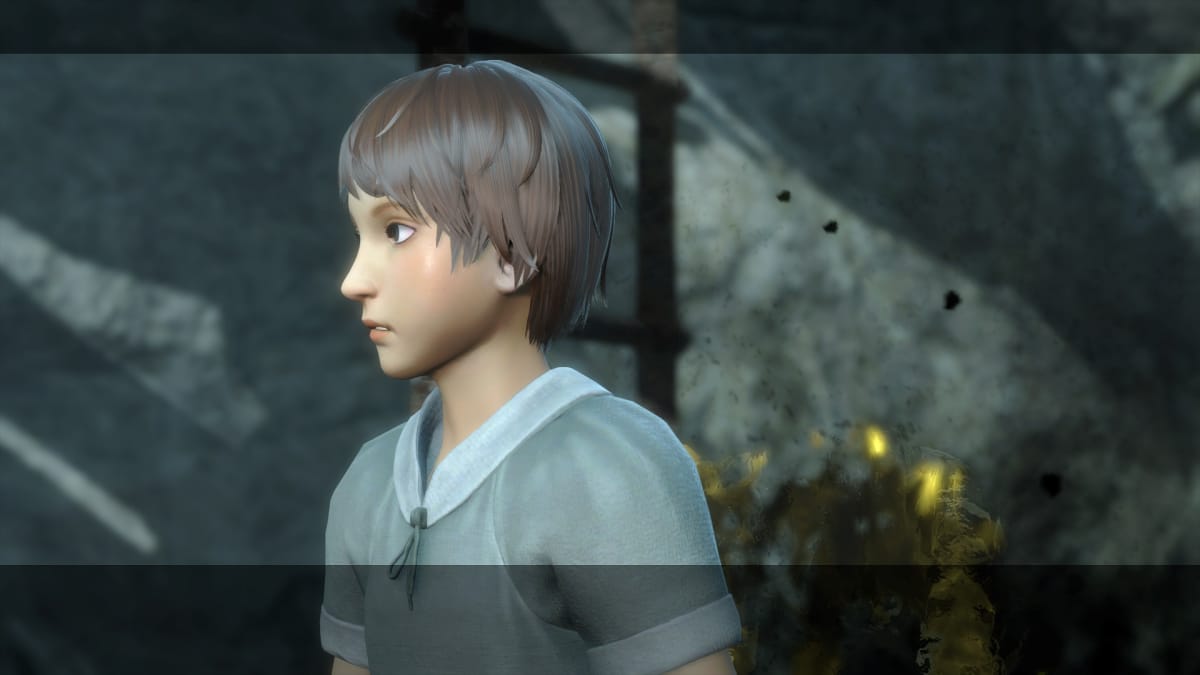 Nier Replicant cinematic showing a young boy's side profile