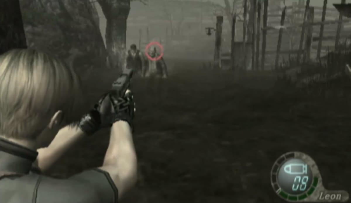 Leon aiming in Resident Evil 4