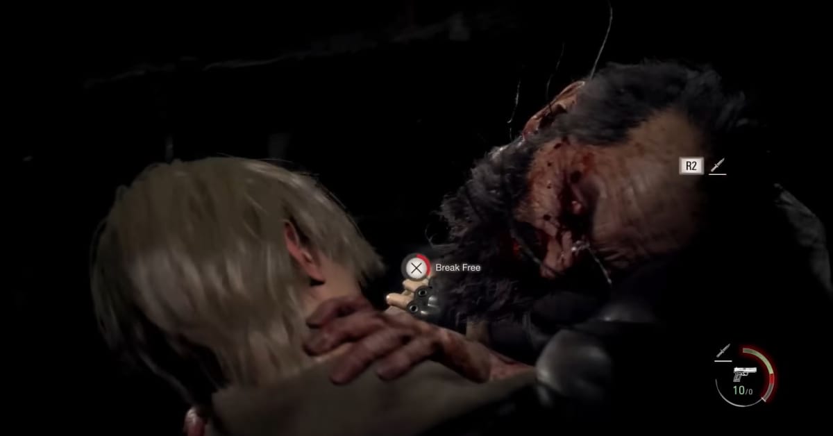 Leon Fighting an enemy in Resident Evil 4 remake trailer