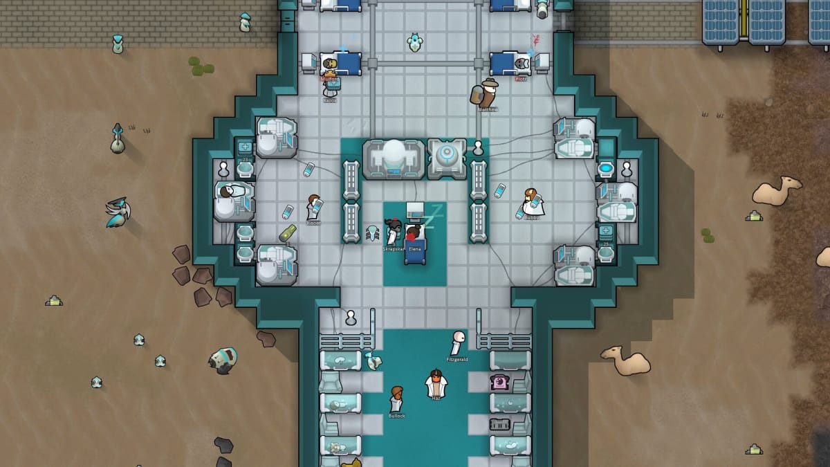Rimworld gene modification clinic showing people getting their genes modified in a variety of ways