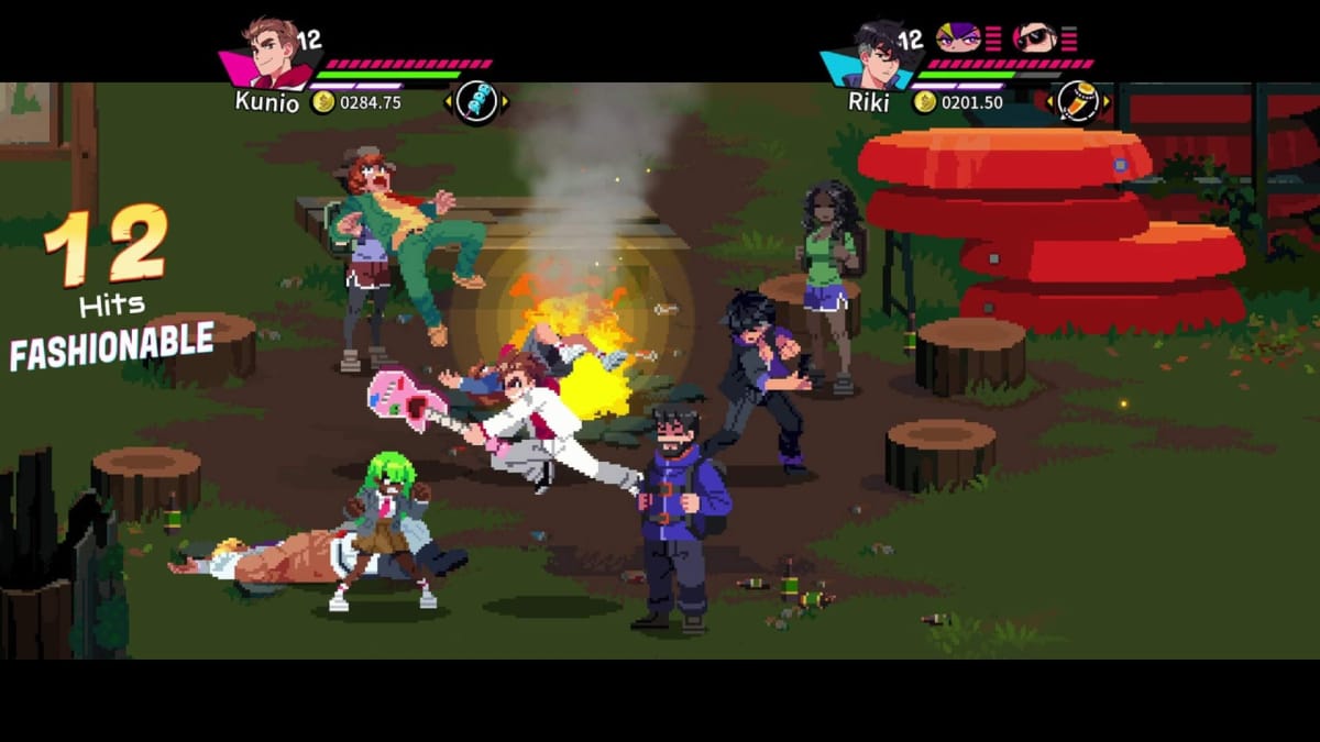 River City Girls 2 Delay screenshot shows some dudes beating the crap out of some other dudes.