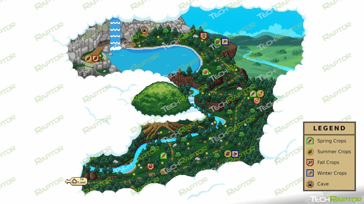 Roots of Pacha Map and Locations Guide - The Forest Map with Seed Icons