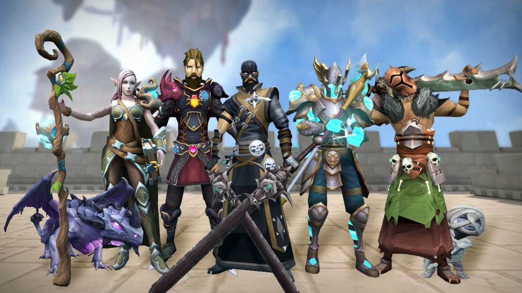A shot of several characters in Jagex game RuneScape