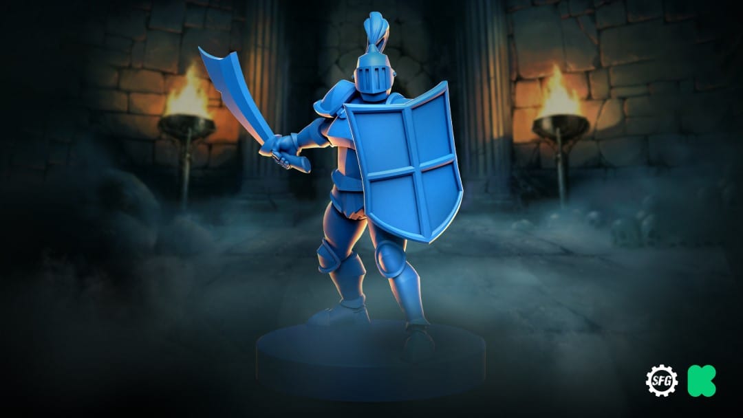 A closer look at a fully armored knight from Runescape Kingdoms: Shadow of Elvarg