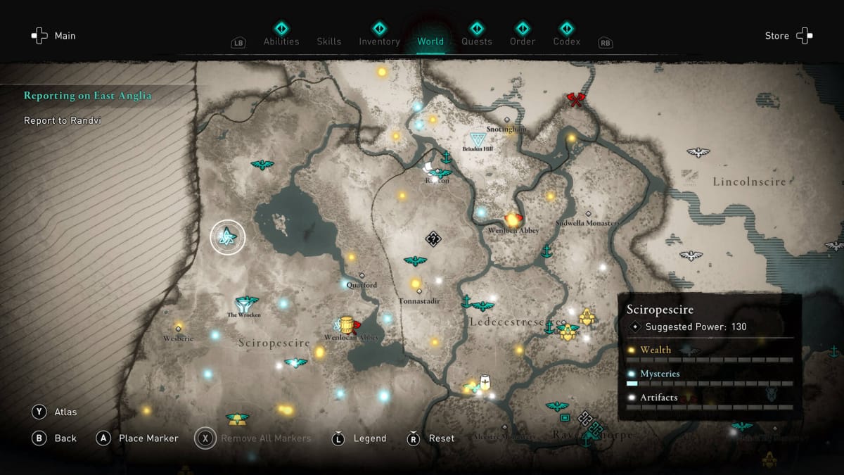 All Assassin's Creed Valhalla Ledecestrescire Wealth, Mysteries, and  Artifacts locations map - Polygon