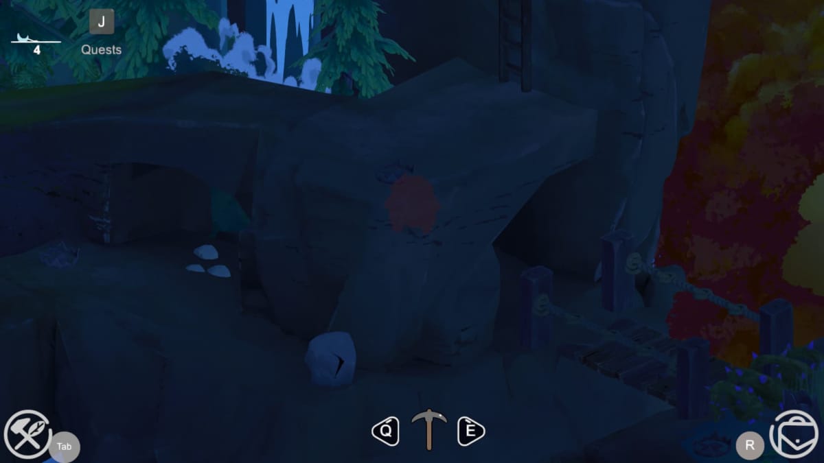 Screenshot of the cave entrance hidden on Maple Island, Aka totem guide 
