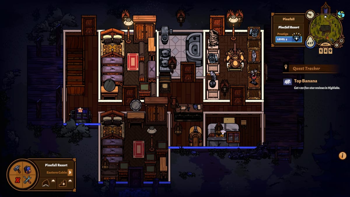 Screenshot of the Museum in Pinefall, How each resort works in bear and breakfast