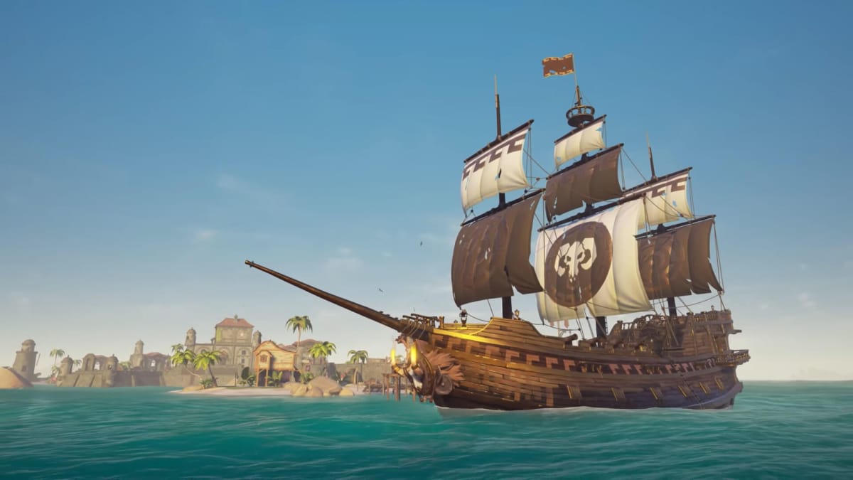 A ship bearing Labyrinth Looter livery in Sea of Thieves