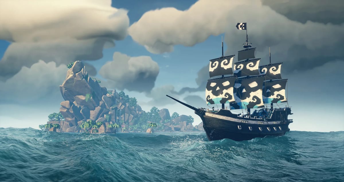 An Oreo-themed ship sailing in Sea of Thieves as part of the new Xbox Oreo collaboration