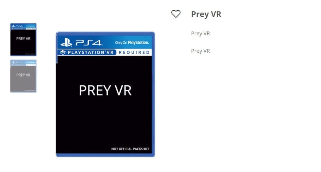 The ShopTo listing for Prey VR, which has since been deleted