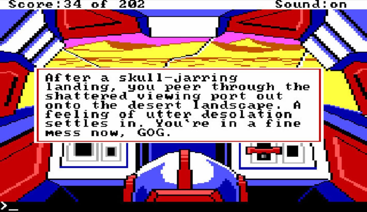 A lengthy expository piece of text from Space Quest, the game for which SpaceVenture is a spiritual successor