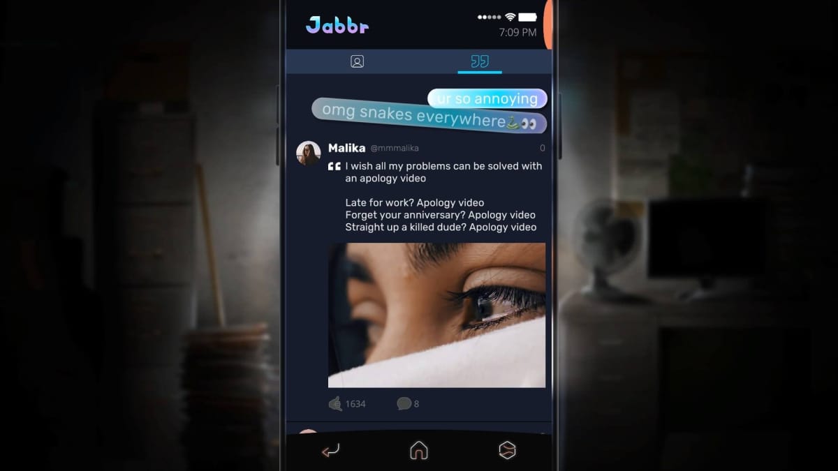 The Jabbr app in Simulacra 2