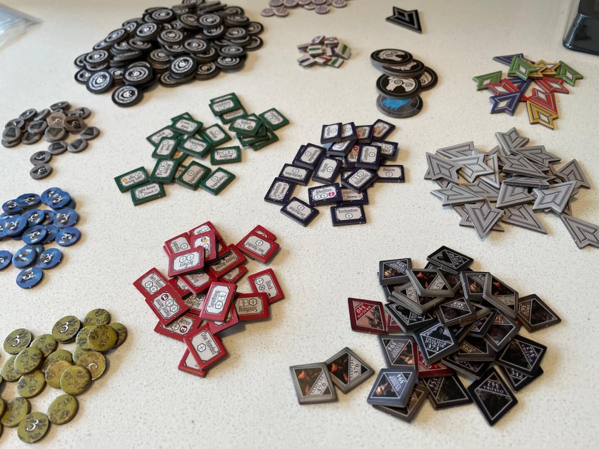 A photo of the tokens found in Skyrim The Adventure Game