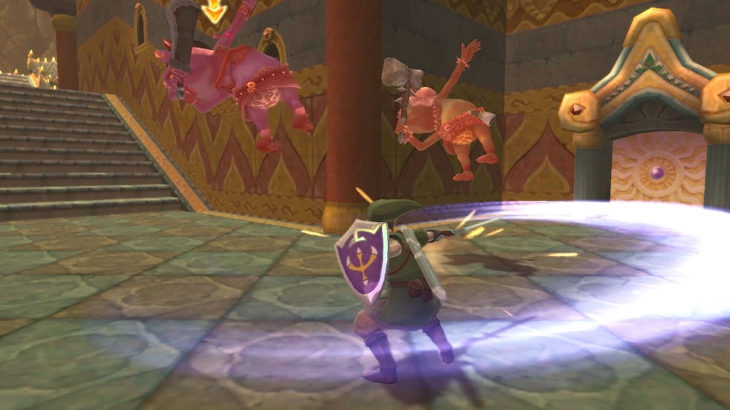 Link swings his sword in The Legend of Zelda: Skyward Sword HD on Nintendo Switch