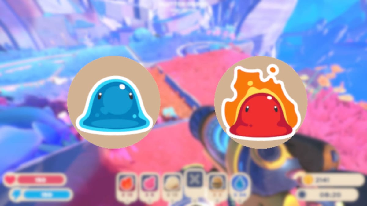 Images of the different types of slimes that use different enclosures in Slime Rancher 2