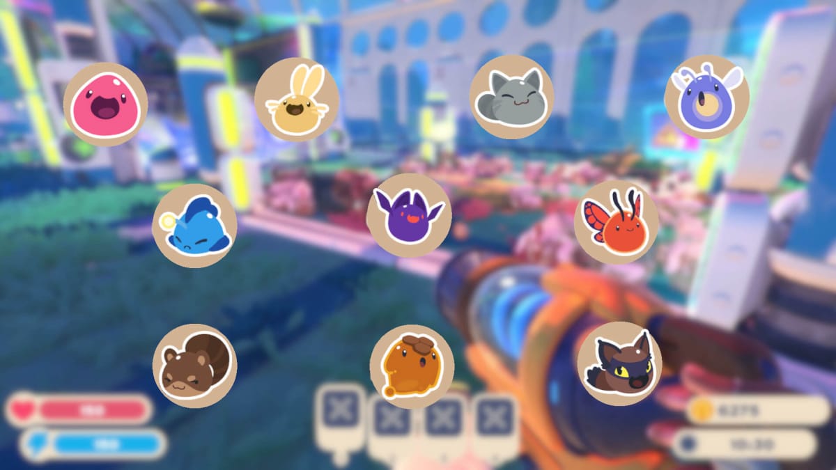 Images of the different types of normal slimes in Slime Rancher 2