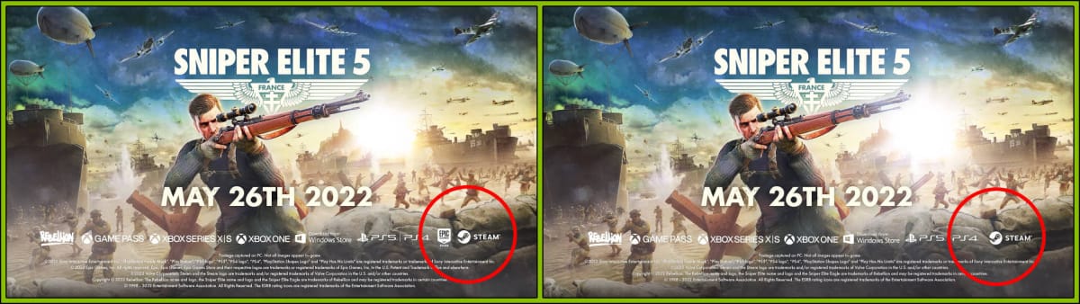 Sniper Elite 5 Epic Games Store Postponed YouTube End Card Comparison