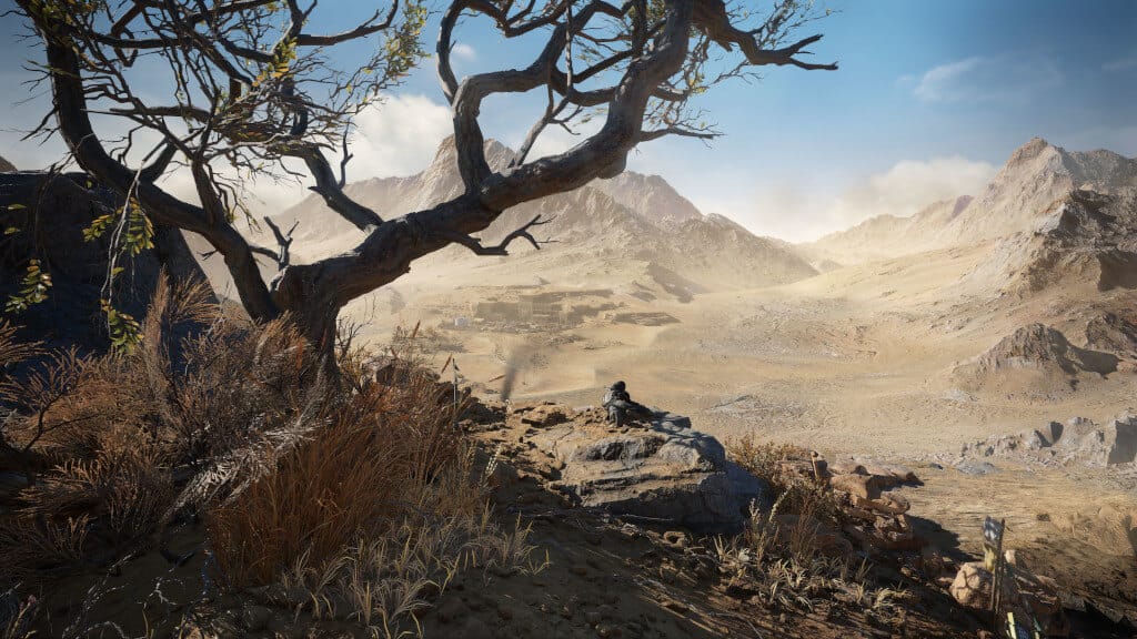 A sniper waiting on a clifftop in Sniper Ghost Warrior Contracts 2