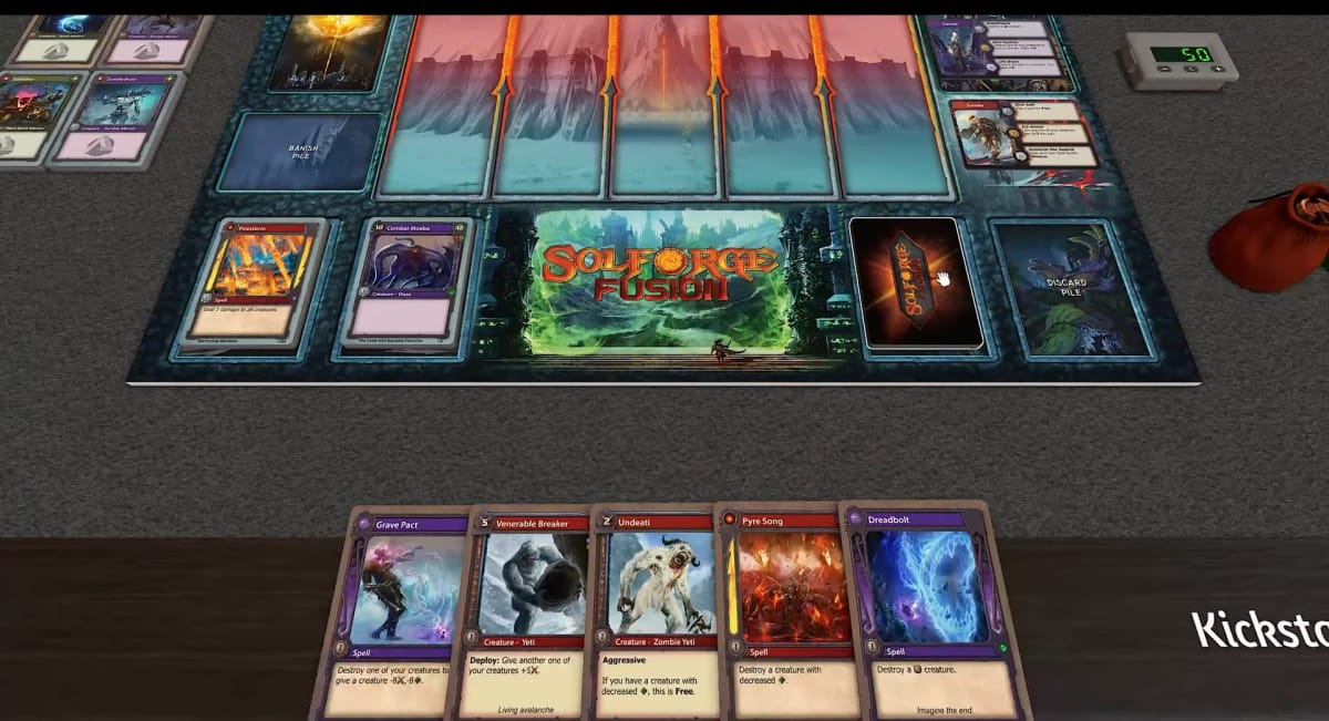 An image of the Tabletop Simulator SolForge Fusion mod that's available free to play
