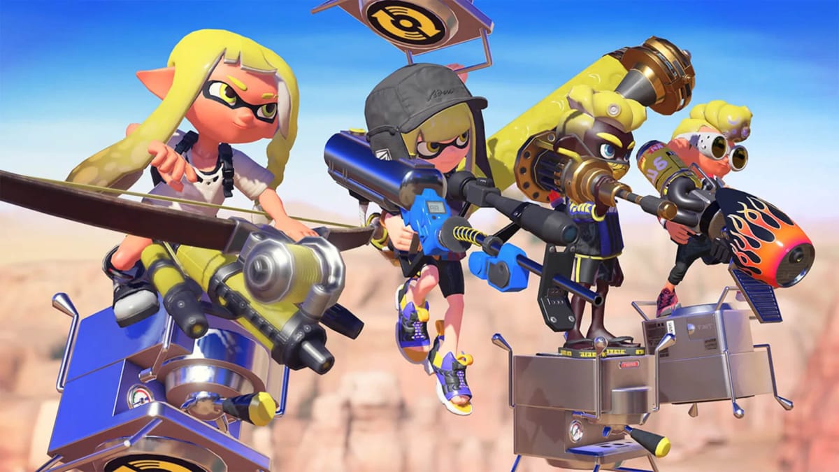 A group of Inklings getting ready to fight in Splatoon 3