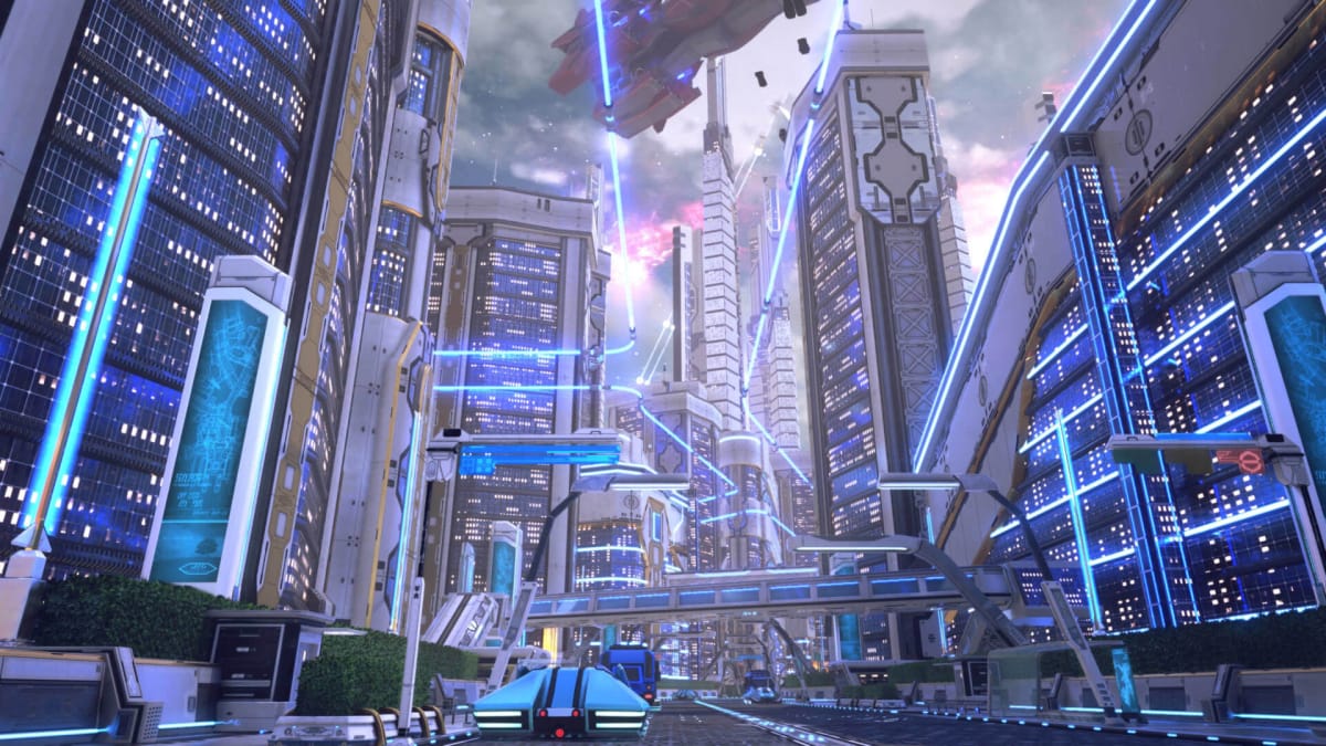 A futuristic cityscape in Star Ocean 6