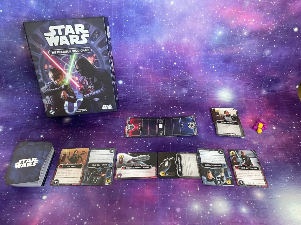 An image of Star Wars: The Deckbuilding Game focusing on its Galaxy Row